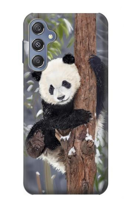 S3793 かわいい赤ちゃん雪パンダのペイント Cute Baby Panda Snow Painting Samsung Galaxy M34 5G バックケース、フリップケース・カバー