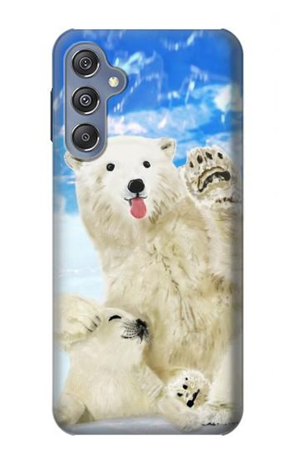 S3794 北極シロクマはシールに恋するペイント Arctic Polar Bear and Seal Paint Samsung Galaxy M34 5G バックケース、フリップケース・カバー