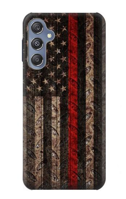 S3804 消防士メタルレッドラインフラググラフィック Fire Fighter Metal Red Line Flag Graphic Samsung Galaxy M34 5G バックケース、フリップケース・カバー