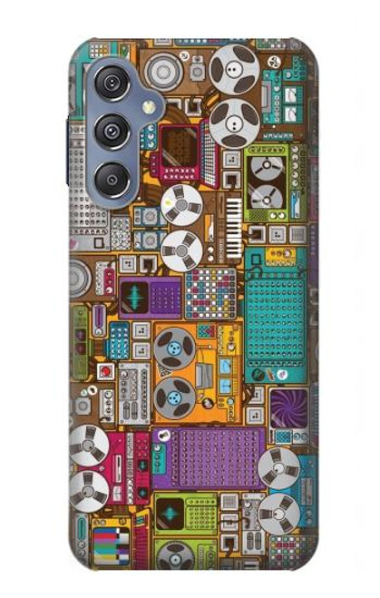 S3879 レトロな音楽の落書き Retro Music Doodle Samsung Galaxy M34 5G バックケース、フリップケース・カバー