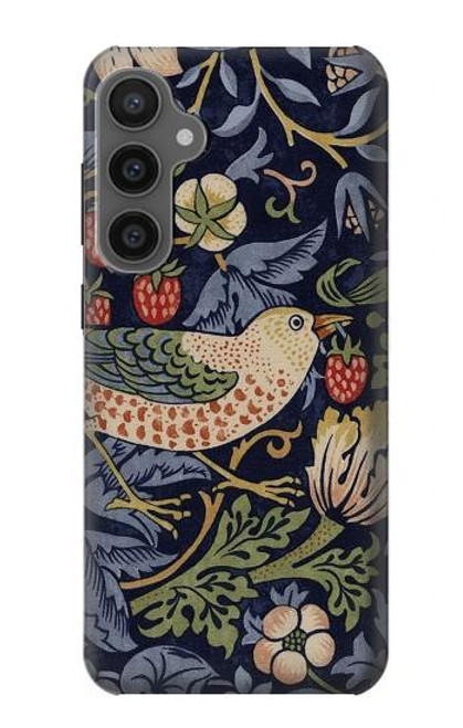 S3791 ウィリアムモリスストロベリーシーフ生地 William Morris Strawberry Thief Fabric Samsung Galaxy S23 FE バックケース、フリップケース・カバー