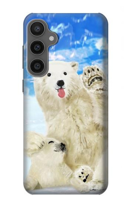 S3794 北極シロクマはシールに恋するペイント Arctic Polar Bear and Seal Paint Samsung Galaxy S23 FE バックケース、フリップケース・カバー