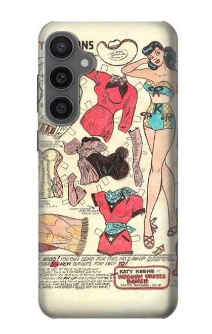 S3820 ヴィンテージ騎乗位ファッション紙人形 Vintage Cowgirl Fashion Paper Doll Samsung Galaxy S23 FE バックケース、フリップケース・カバー