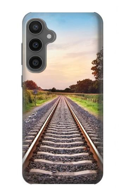 S3866 鉄道直線線路 Railway Straight Train Track Samsung Galaxy S23 FE バックケース、フリップケース・カバー
