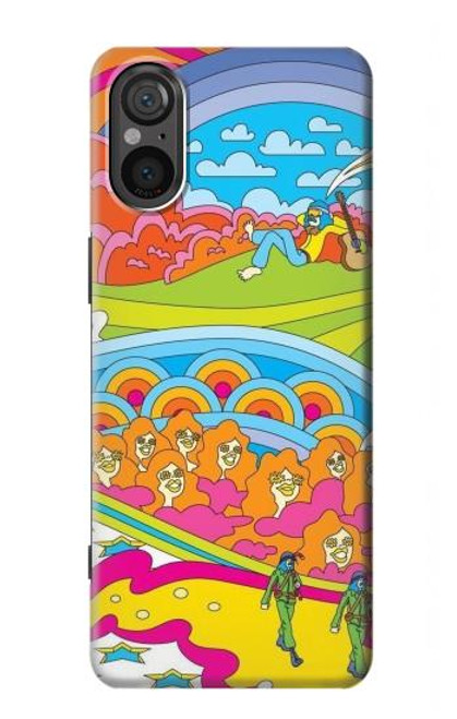 S3407 ヒッピーアート Hippie Art Sony Xperia 5 V バックケース、フリップケース・カバー