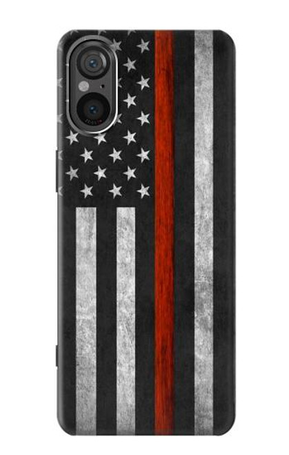 S3472 消防士細い赤線旗 Firefighter Thin Red Line Flag Sony Xperia 5 V バックケース、フリップケース・カバー