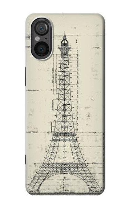 S3474 エッフェル建築図面 Eiffel Architectural Drawing Sony Xperia 5 V バックケース、フリップケース・カバー