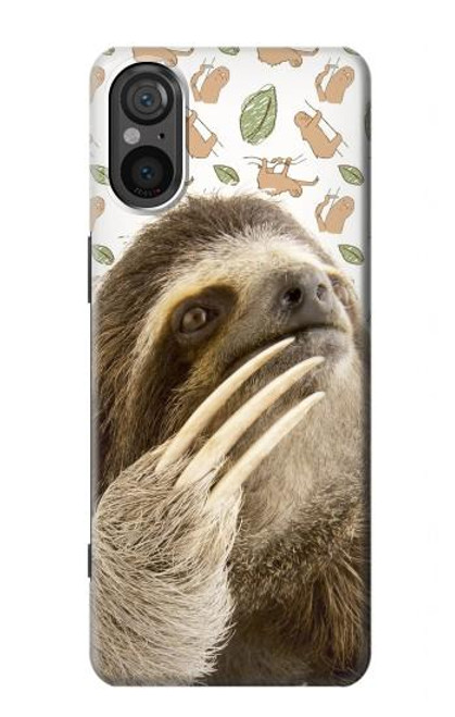 S3559 ナマケモノ Sloth Pattern Sony Xperia 5 V バックケース、フリップケース・カバー