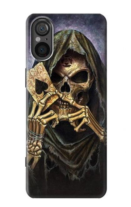 S3594 死神ポーカー Grim Reaper Wins Poker Sony Xperia 5 V バックケース、フリップケース・カバー