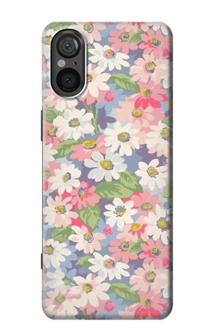 S3688 花の花のアートパターン Floral Flower Art Pattern Sony Xperia 5 V バックケース、フリップケース・カバー