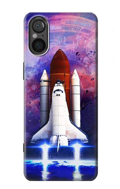 S3913 カラフルな星雲スペースシャトル Colorful Nebula Space Shuttle Sony Xperia 5 V バックケース、フリップケース・カバー