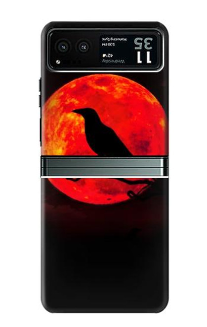 S3328 カラス赤い月 Crow Red Moon Motorola Razr 40 バックケース、フリップケース・カバー