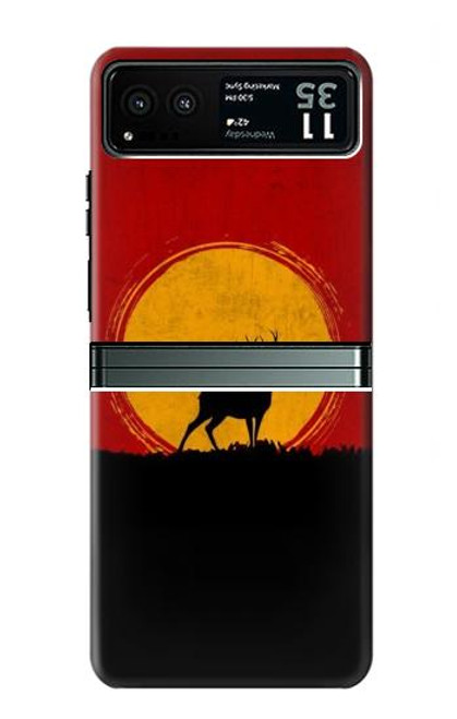 S3513 鹿の夕日 Deer Sunset Motorola Razr 40 バックケース、フリップケース・カバー