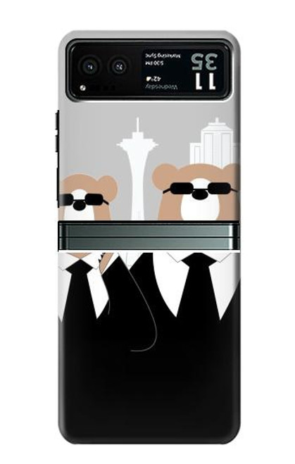 S3557 黒いスーツのクマ Bear in Black Suit Motorola Razr 40 バックケース、フリップケース・カバー