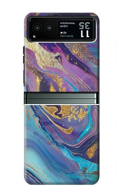 S3676 カラフルな抽象的な大理石の石 Colorful Abstract Marble Stone Motorola Razr 40 バックケース、フリップケース・カバー