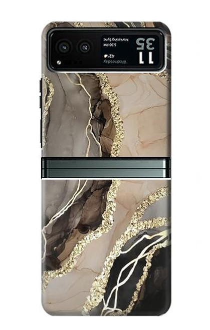 S3700 マーブルゴールドグラフィックプリント Marble Gold Graphic Printed Motorola Razr 40 バックケース、フリップケース・カバー