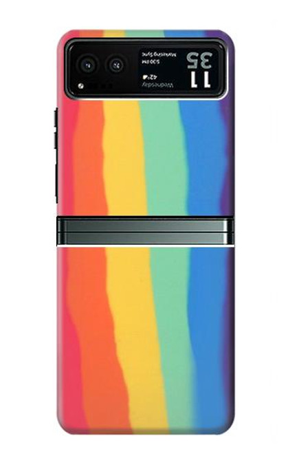 S3799 かわいい縦水彩レインボー Cute Vertical Watercolor Rainbow Motorola Razr 40 バックケース、フリップケース・カバー