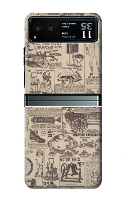 S3819 レトロなヴィンテージ紙 Retro Vintage Paper Motorola Razr 40 バックケース、フリップケース・カバー