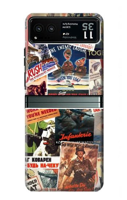 S3905 ビンテージ アーミー ポスター Vintage Army Poster Motorola Razr 40 バックケース、フリップケース・カバー