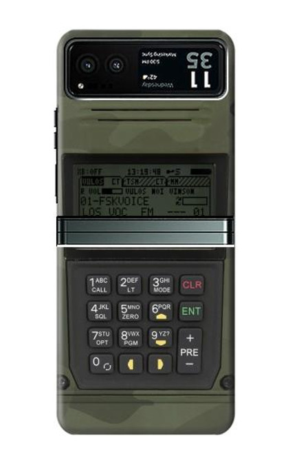 S3959 ミリタティ ラジオ グラフィック プリント Military Radio Graphic Print Motorola Razr 40 バックケース、フリップケース・カバー