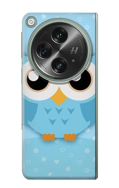 S3029 かわいい青いフクロウ Cute Blue Owl OnePlus OPEN バックケース、フリップケース・カバー