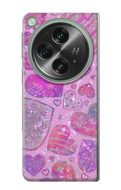 S3710 ピンクのラブハート Pink Love Heart OnePlus OPEN バックケース、フリップケース・カバー