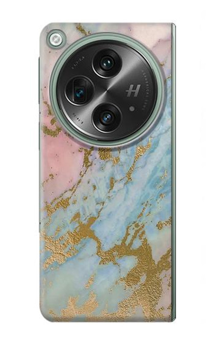 S3717 ローズゴールドブルーパステル大理石グラフィックプリント Rose Gold Blue Pastel Marble Graphic Printed OnePlus OPEN バックケース、フリップケース・カバー