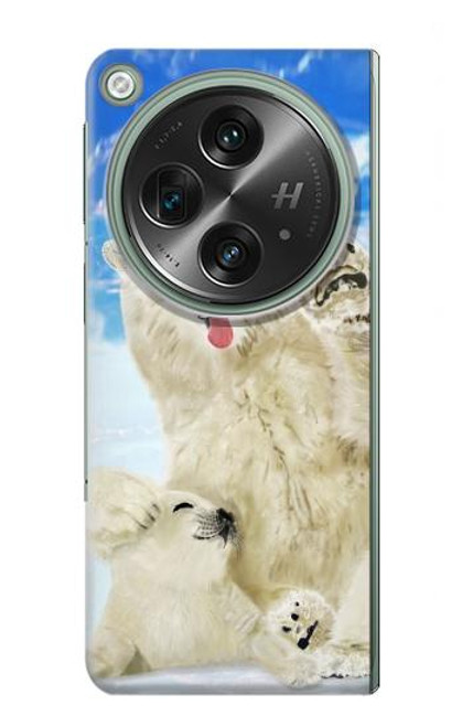 S3794 北極シロクマはシールに恋するペイント Arctic Polar Bear and Seal Paint OnePlus OPEN バックケース、フリップケース・カバー