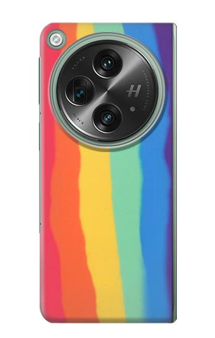 S3799 かわいい縦水彩レインボー Cute Vertical Watercolor Rainbow OnePlus OPEN バックケース、フリップケース・カバー