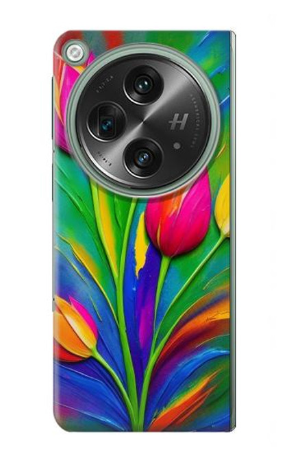 S3926 カラフルなチューリップの油絵 Colorful Tulip Oil Painting OnePlus OPEN バックケース、フリップケース・カバー