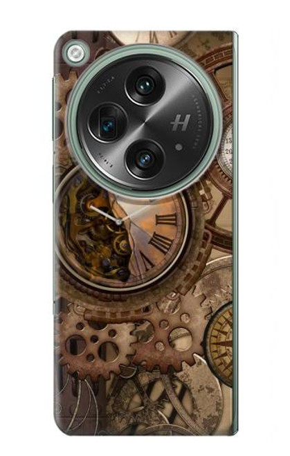 S3927 コンパスクロックゲージスチームパンク Compass Clock Gage Steampunk OnePlus OPEN バックケース、フリップケース・カバー