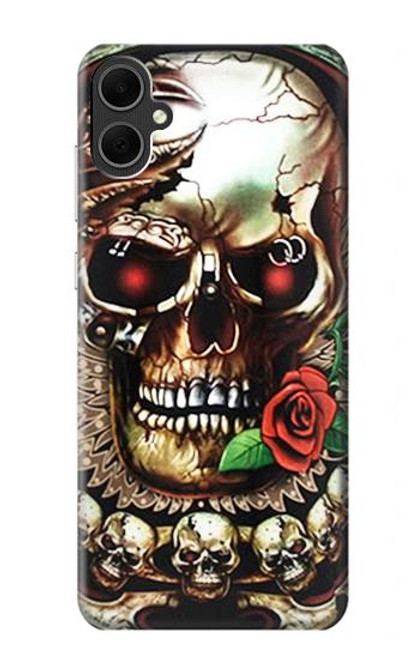 S0753 スカル 翼 バラ パンク Skull Wing Rose Punk Samsung Galaxy A05 バックケース、フリップケース・カバー
