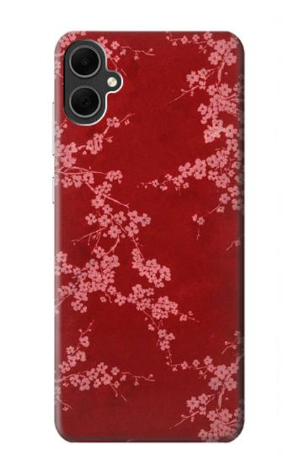 S3817 赤い花の桜のパターン Red Floral Cherry blossom Pattern Samsung Galaxy A05 バックケース、フリップケース・カバー