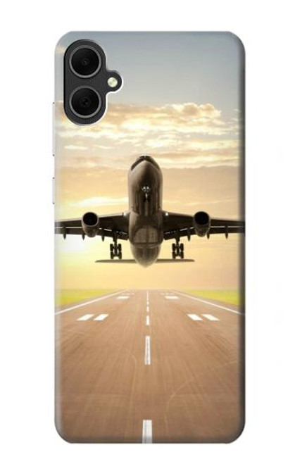 S3837 飛行機離陸日の出 Airplane Take off Sunrise Samsung Galaxy A05 バックケース、フリップケース・カバー