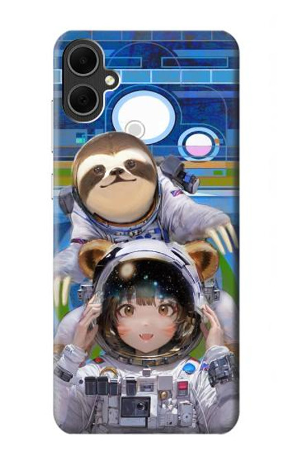 S3915 アライグマの女子 赤ちゃんナマケモノ宇宙飛行士スーツ Raccoon Girl Baby Sloth Astronaut Suit Samsung Galaxy A05 バックケース、フリップケース・カバー