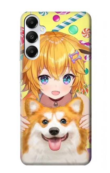 S3918 赤ちゃんコーギー犬コーギー女の子キャンディー Baby Corgi Dog Corgi Girl Candy Samsung Galaxy A05s バックケース、フリップケース・カバー