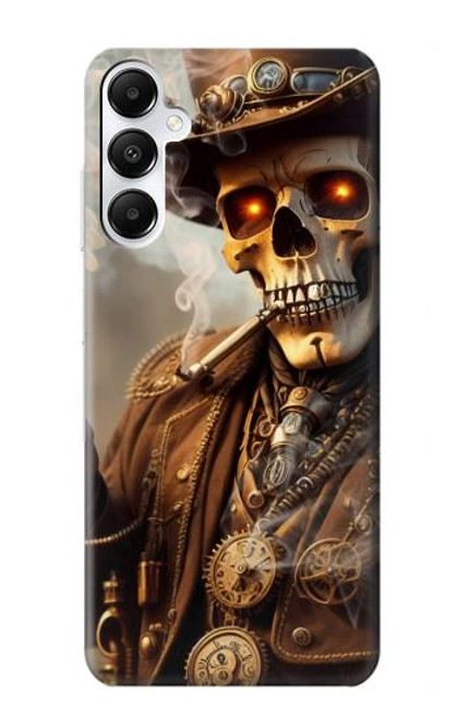 S3949 スチームパンクなスカルの喫煙 Steampunk Skull Smoking Samsung Galaxy A05s バックケース、フリップケース・カバー