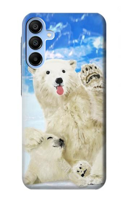 S3794 北極シロクマはシールに恋するペイント Arctic Polar Bear and Seal Paint Samsung Galaxy A15 5G バックケース、フリップケース・カバー