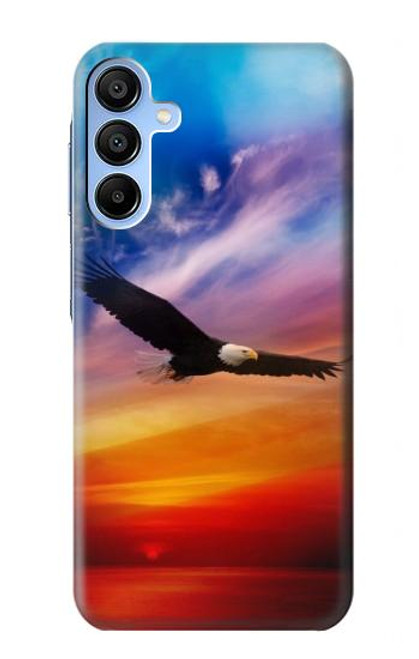 S3841 白頭ワシ カラフルな空 Bald Eagle Flying Colorful Sky Samsung Galaxy A15 5G バックケース、フリップケース・カバー