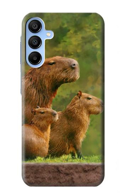 S3917 カピバラの家族 巨大モルモット Capybara Family Giant Guinea Pig Samsung Galaxy A15 5G バックケース、フリップケース・カバー