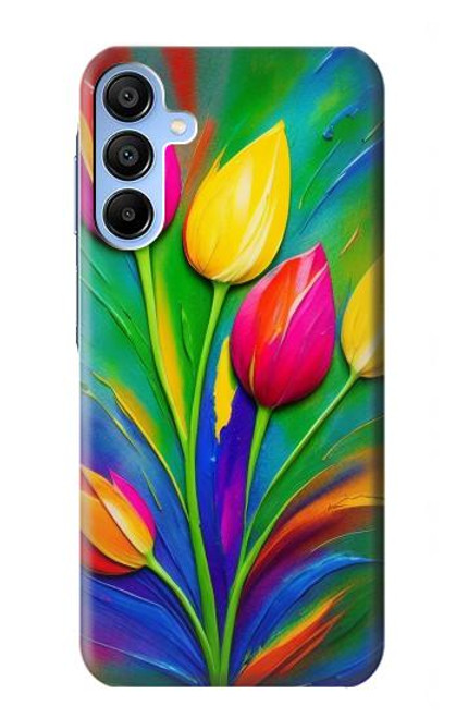 S3926 カラフルなチューリップの油絵 Colorful Tulip Oil Painting Samsung Galaxy A15 5G バックケース、フリップケース・カバー