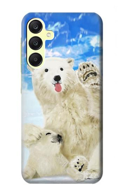 S3794 北極シロクマはシールに恋するペイント Arctic Polar Bear and Seal Paint Samsung Galaxy A25 5G バックケース、フリップケース・カバー