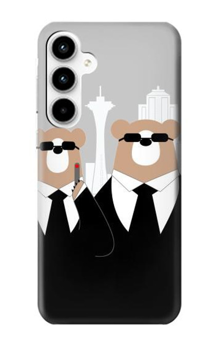 S3557 黒いスーツのクマ Bear in Black Suit Samsung Galaxy A35 5G バックケース、フリップケース・カバー