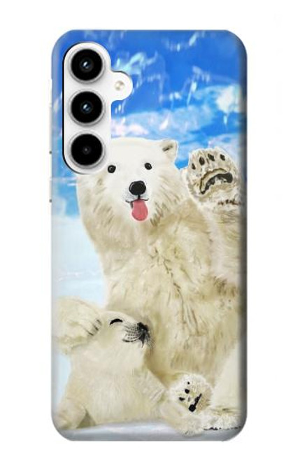 S3794 北極シロクマはシールに恋するペイント Arctic Polar Bear and Seal Paint Samsung Galaxy A35 5G バックケース、フリップケース・カバー