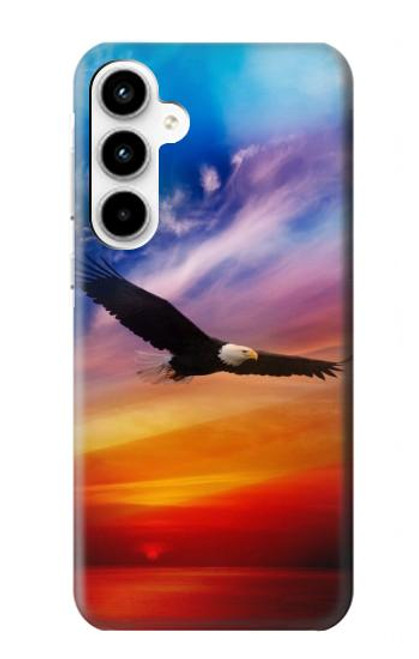 S3841 白頭ワシ カラフルな空 Bald Eagle Flying Colorful Sky Samsung Galaxy A35 5G バックケース、フリップケース・カバー