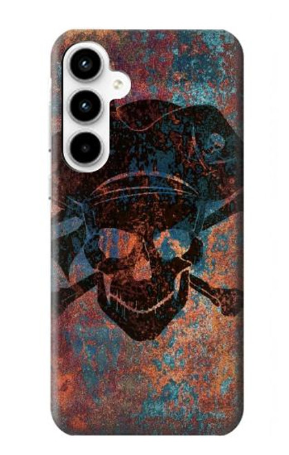 S3895 海賊スカルメタル Pirate Skull Metal Samsung Galaxy A35 5G バックケース、フリップケース・カバー