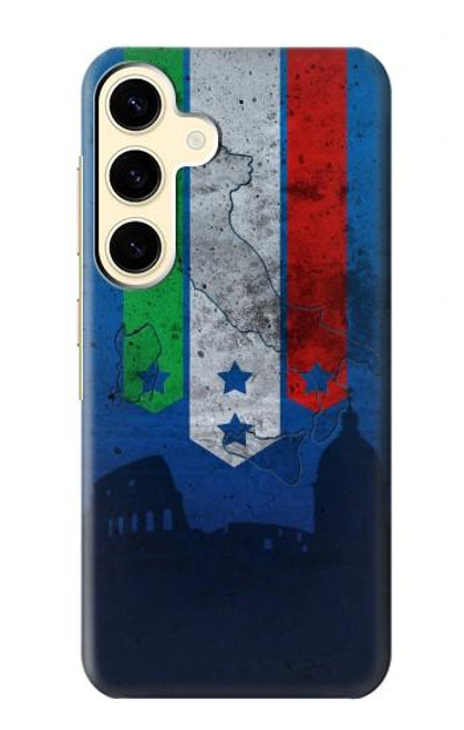 S2983 イタリアサッカー Italy Football Soccer Flag Samsung Galaxy S24 バックケース、フリップケース・カバー