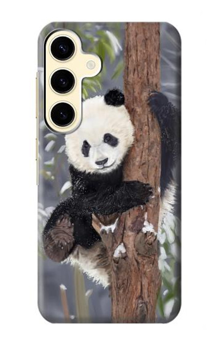 S3793 かわいい赤ちゃん雪パンダのペイント Cute Baby Panda Snow Painting Samsung Galaxy S24 バックケース、フリップケース・カバー