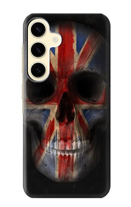 S3848 イギリスの旗の頭蓋骨 United Kingdom Flag Skull Samsung Galaxy S24 バックケース、フリップケース・カバー
