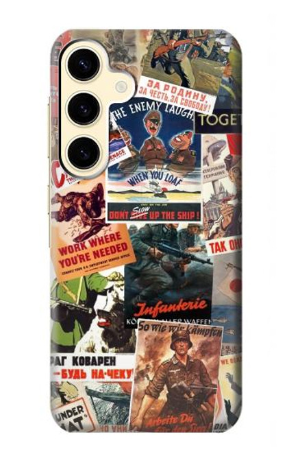 S3905 ビンテージ アーミー ポスター Vintage Army Poster Samsung Galaxy S24 バックケース、フリップケース・カバー